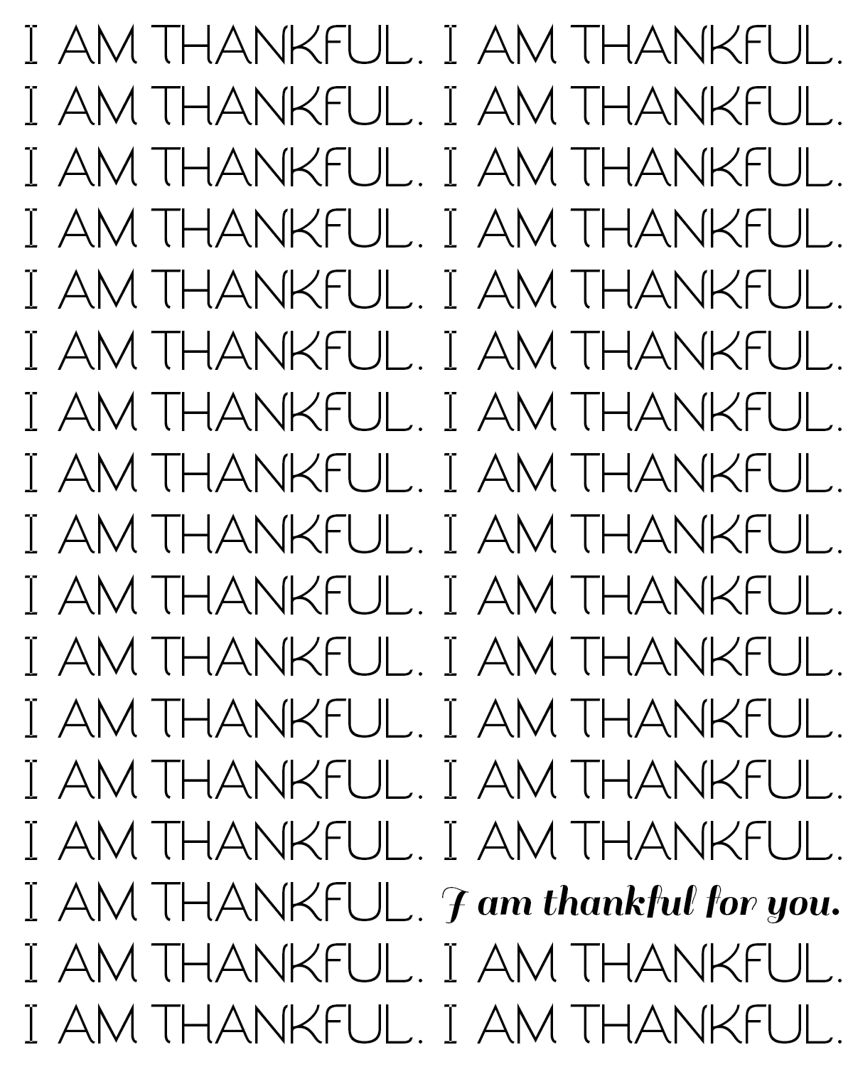 I Am Thankful For Free Printable