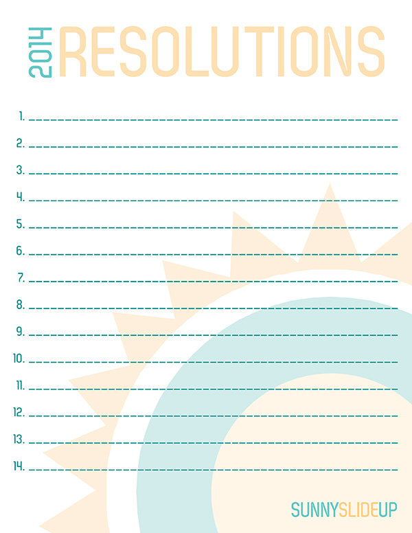 2014 Resolutions Free Printable