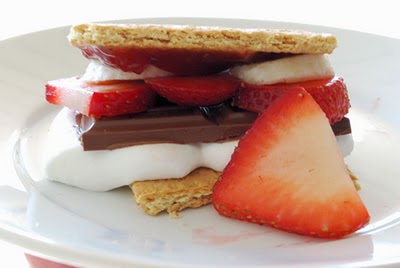 smore with strawberries and bananas