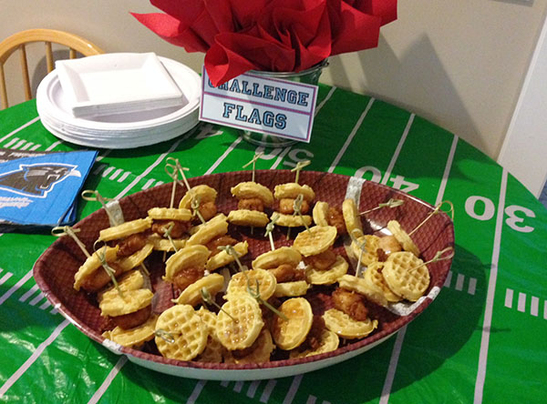 Football Party Food Chicken and Waffle Sliders