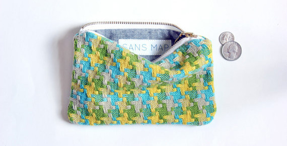 Sans Map Coin Purse made with vintage fabrics